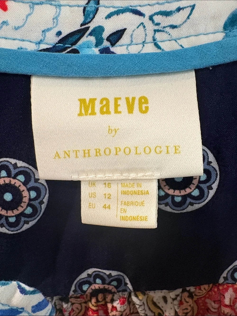 Maeve Multicolor Printed Long-Sleeve Henley Shirt